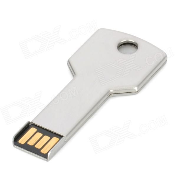 Chave Estilo Inox Hot Swapping USB 2.0 Flash Drive - Silver